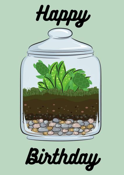 Turtle Terrarium Birthday Card for Animal and Plant Lovers | thortful