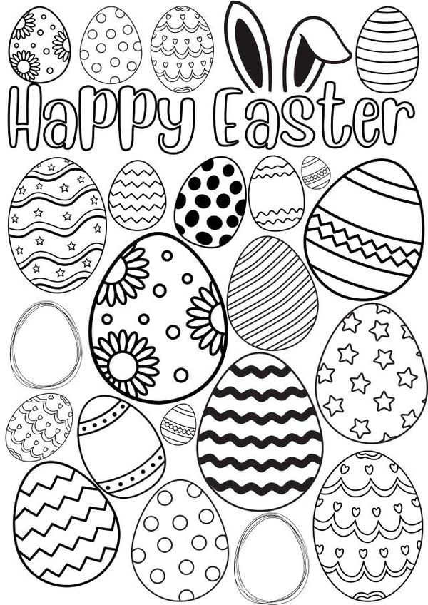 Happy Easter Card - Colouring In - Easter Eggs created by DoodleTwig