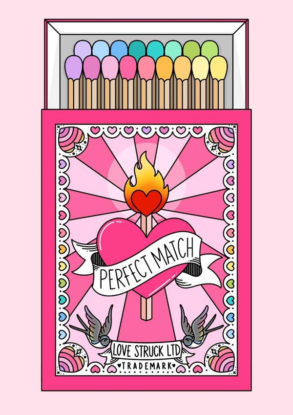 Cute Valentine’s Day or Anniversary Card - Rainbow Perfect Match Card created by Charlotte Trimm