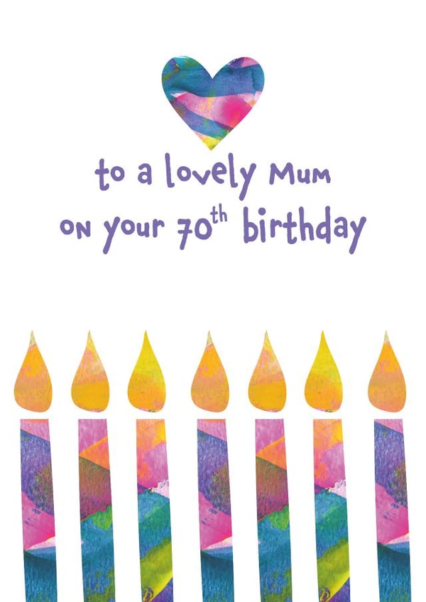 Beautiful Birthday Card For Mum - 70th Birthday - Candles created by size3art