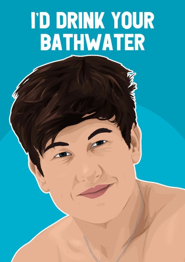 Naughty Valentine's Day Card - Barry Keoghan - Saltburn - Bathwater created by Pink + Pip