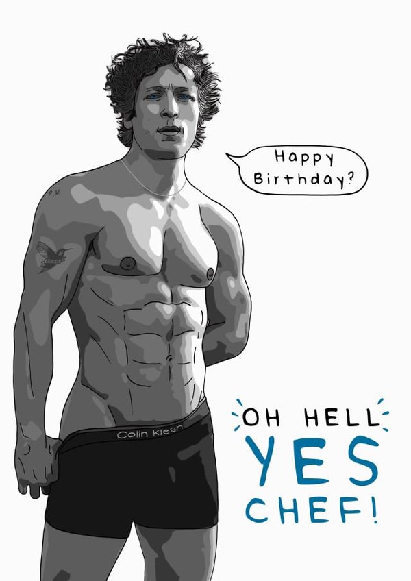 Celebrity Birthday Card - Jeremy Allen White - Oh Hell Yes Chef! created by Larry the Match