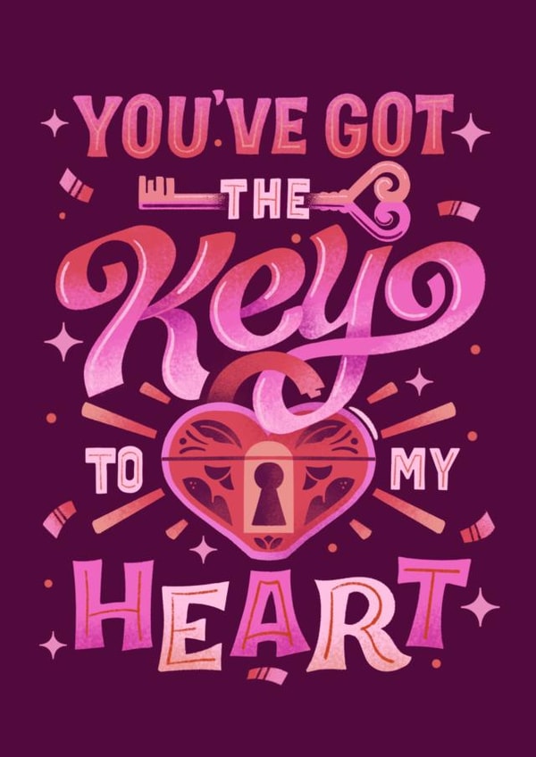 Pretty Valentines Card - You've Got The Key To My Heart created by The Inking Rose