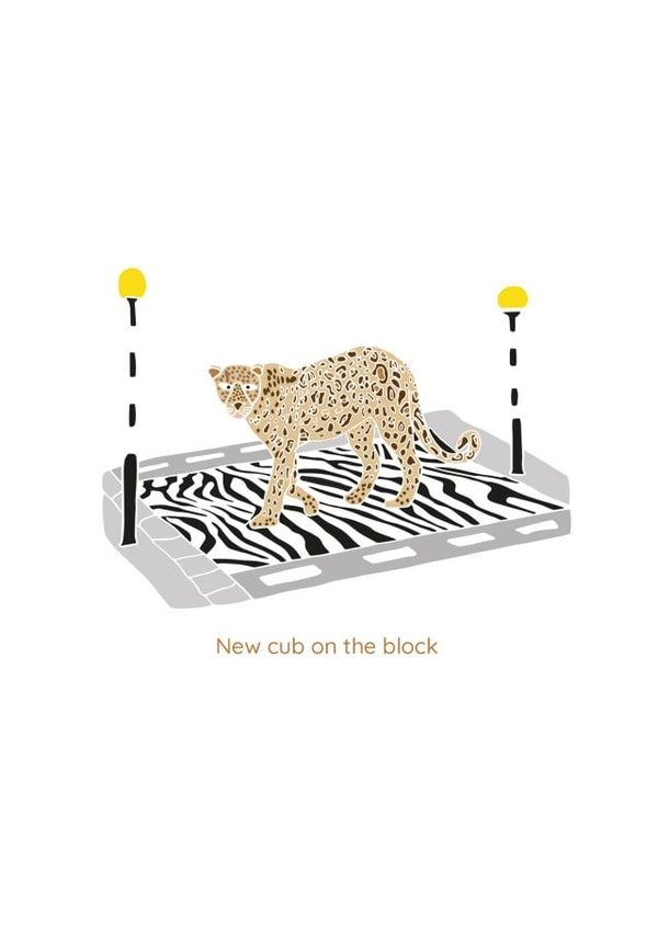Cute Safari Card for New Baby - New cub on the block created by Hele Jelly Bean