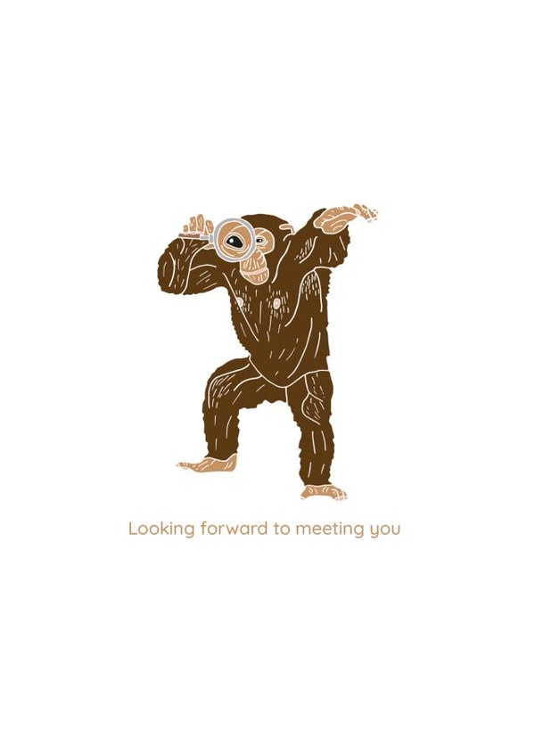 Cute Safari Card for New Baby - Chimp Monkey - Looking forward to meeting you created by Hele Jelly Bean