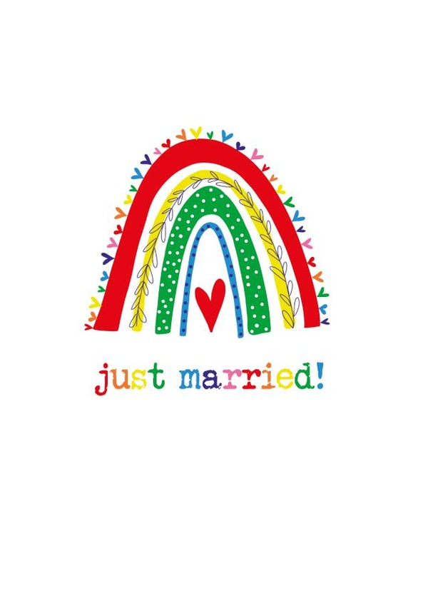Vibrant wedding card - Just Married created by Dandelion Stationery