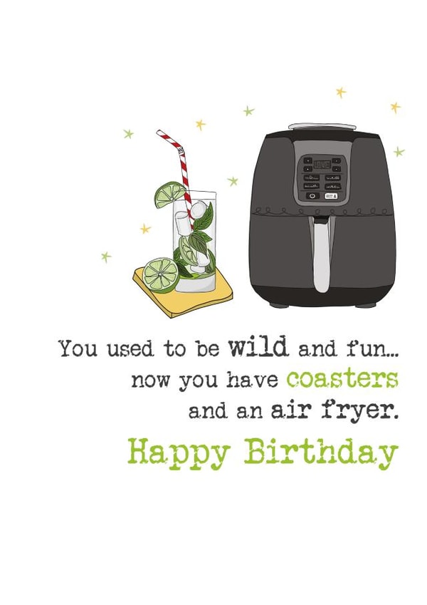 Funny Birthday Card - Air Fryer And Coasters created by Dandelion Stationery