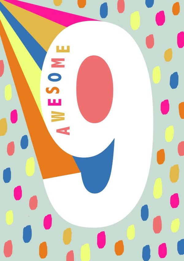 Awesome Birthday Card - 9 Year Old created by Ally Marie Illustration