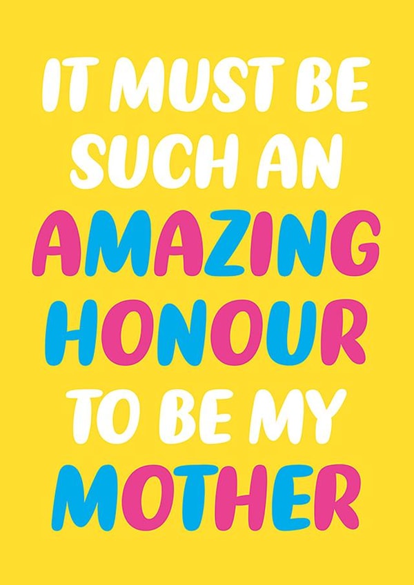 Funny Mother's Day Card - perfect for that special Mum created by Dean Morris Cards
