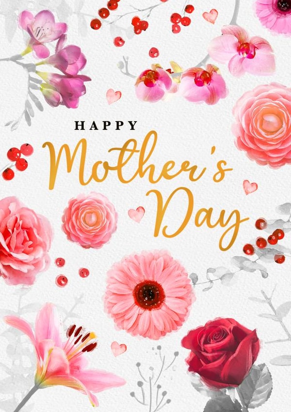 Traditional Mother's Day card - Beautiful floral created by Emma Proctor