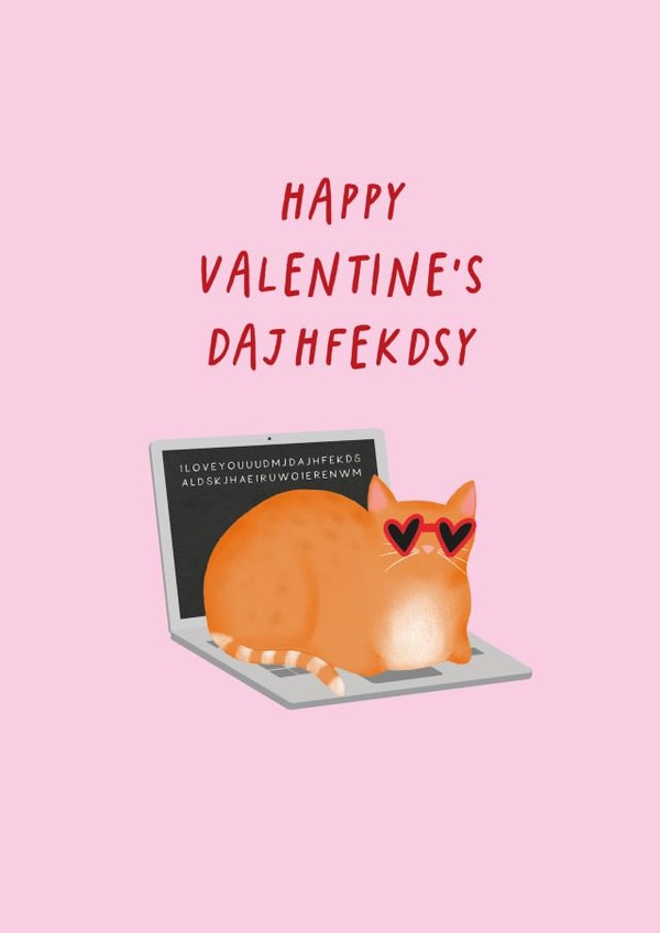 Funny Valentine's Card - Cat On Laptop created by Studio Mads