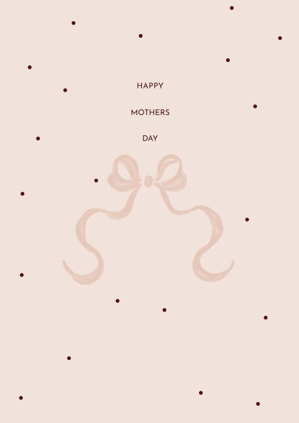 Modern Mother's day card with hand drawn bow illustration created by Dapple pop studio