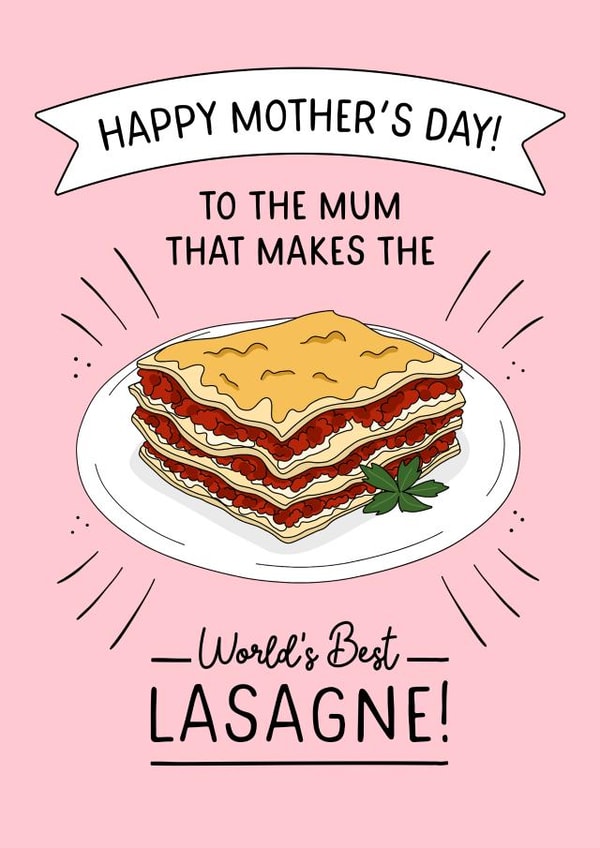 Heartfelt Mother's day card - World's Best Lasagne created by Evie Garnett Designs