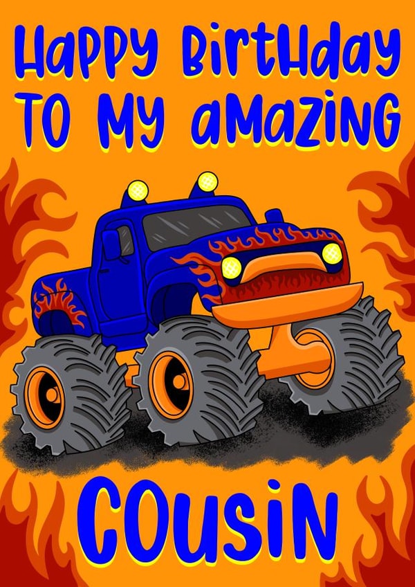 Cool Birthday Card - Monster Truck - Cousin created by Lois Fitzy