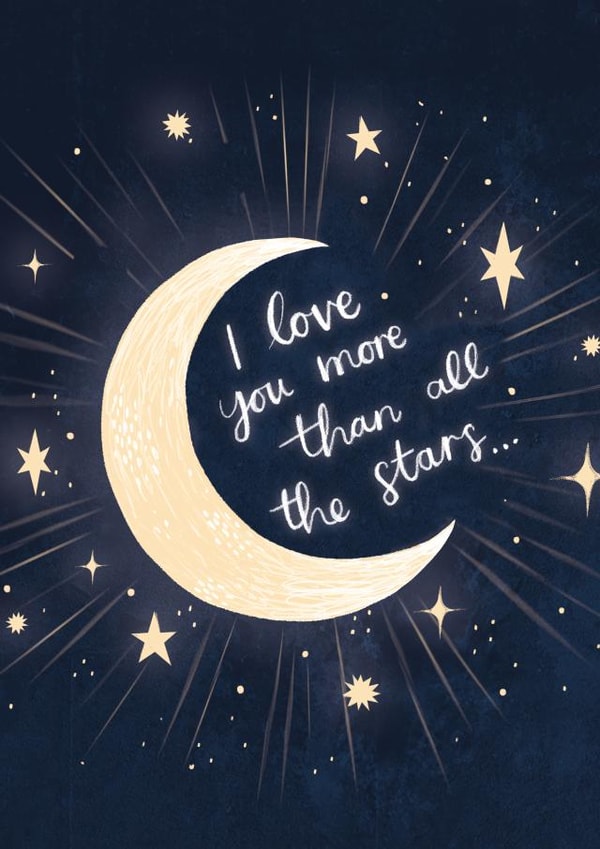 Romantic Valentine's Day Card - Moon And Stars - Valentine's Day Card For Wife created by Becky Broome