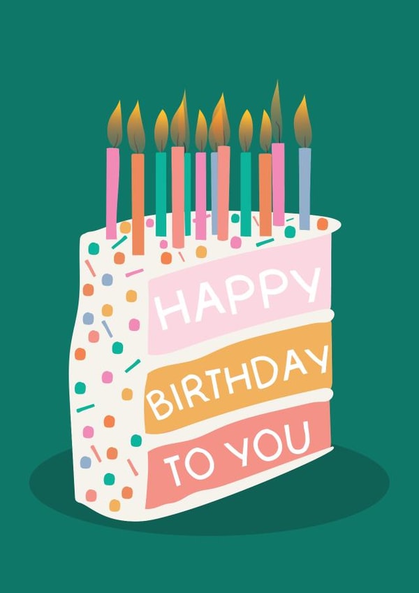 Classic Birthday Card - Cake - Candles created by Puns and Needles