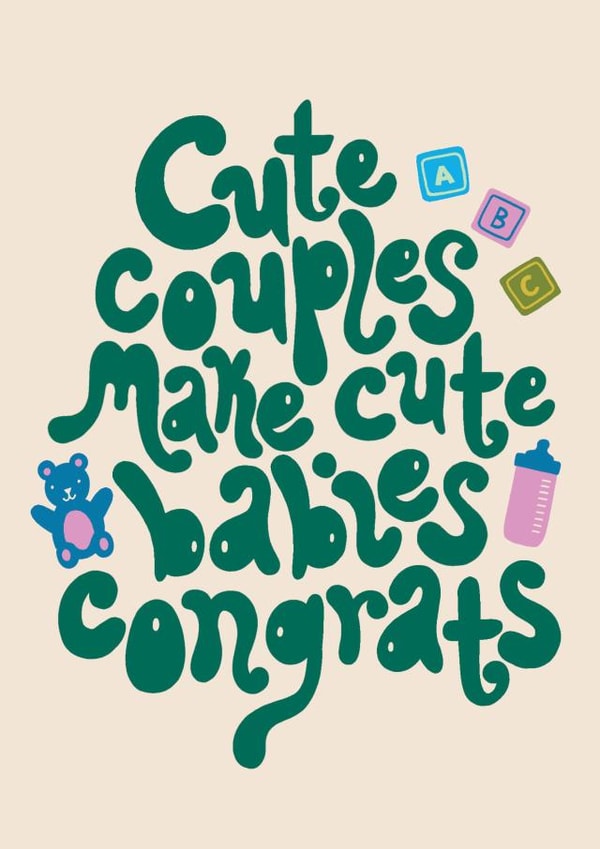 Pretty New Baby Card - Cute Couples make Cute Babies created by Raspberry Blossom
