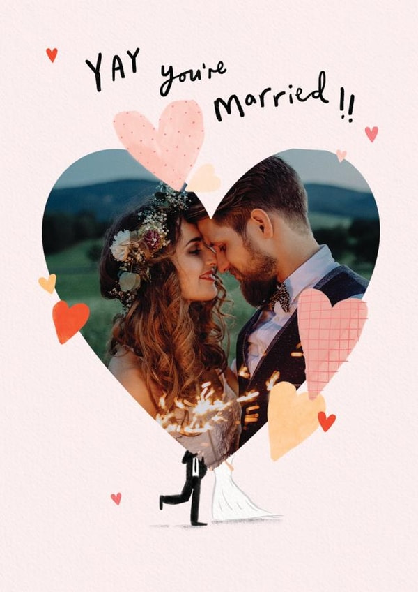 Cute Wedding Photo Card - Just Married created by Paperlink and Meraki Greeting Cards