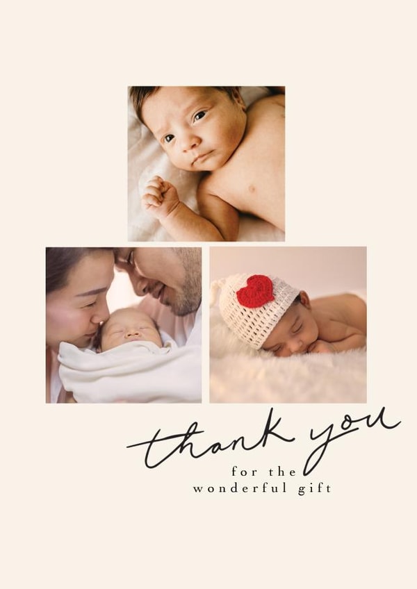 Cute New Baby Photo Card - Thank you for the gift created by Paperlink and Meraki Greeting Cards