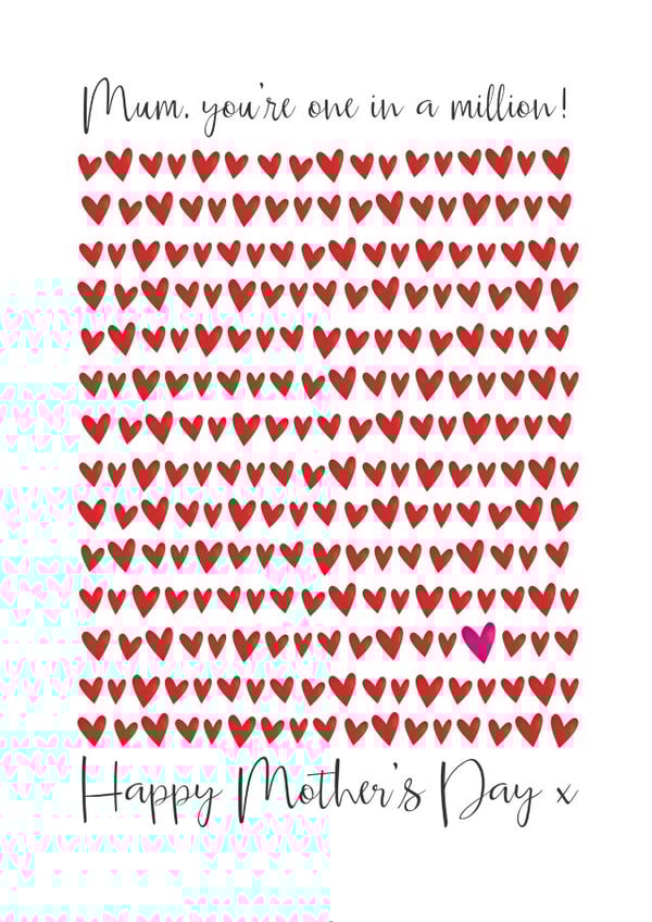 Classic Happy Mother's Day Card - Mum, you're one in a million! created by The Boy and the Bear