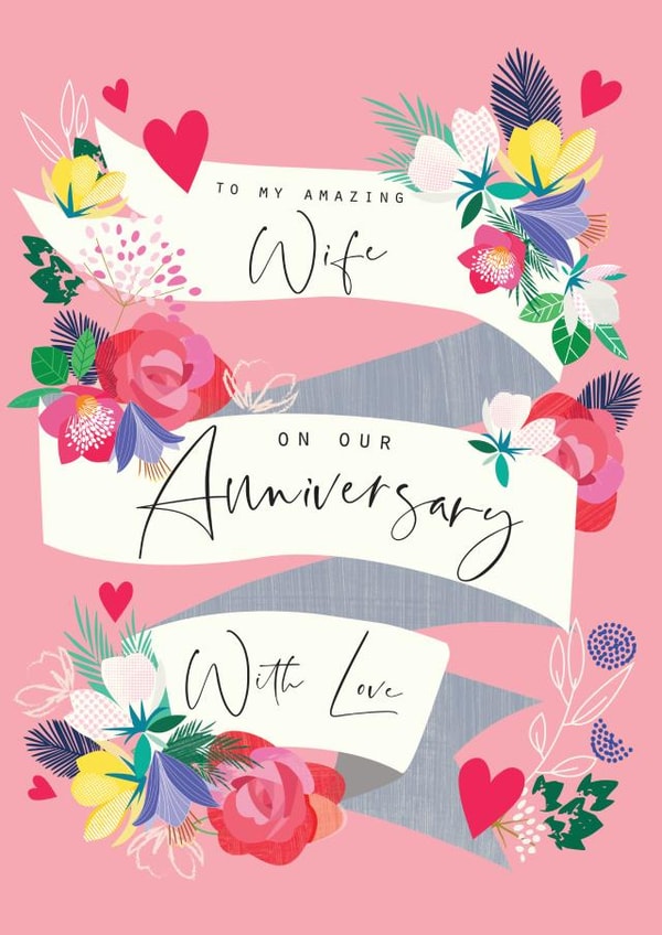 Happy Anniversary Card - Classic - To my Wife created by Laura Darrington Design Ltd.
