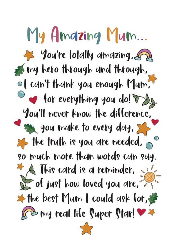 Cute Mother's Day  Card - Thank You Poem created by And You Can Quote Me