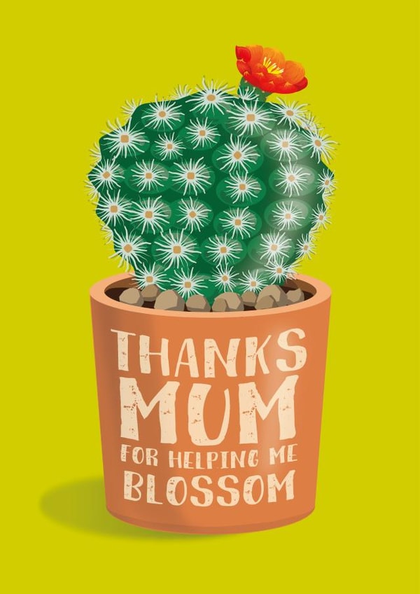 Thank You Mum - Mothers Day Card - Cactus In Blossom created by The Typecast Gallery