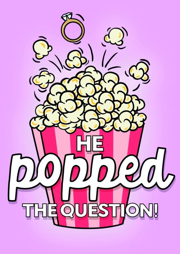 Cute Illustrated Engagement Card - Popped the Question created by Colourful Life