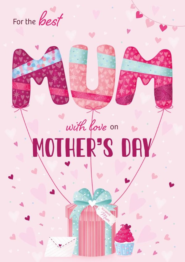 Cute Mother's Day card - balloons and gift created by IC&G