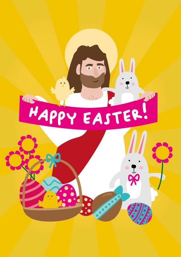 Happy Easter Card - Jesus & bunnies created by PaperJam Print Co.