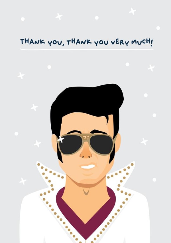 Cute Elvis Thank You Card - Thank You Very Much! created by PaperJam Print Co.