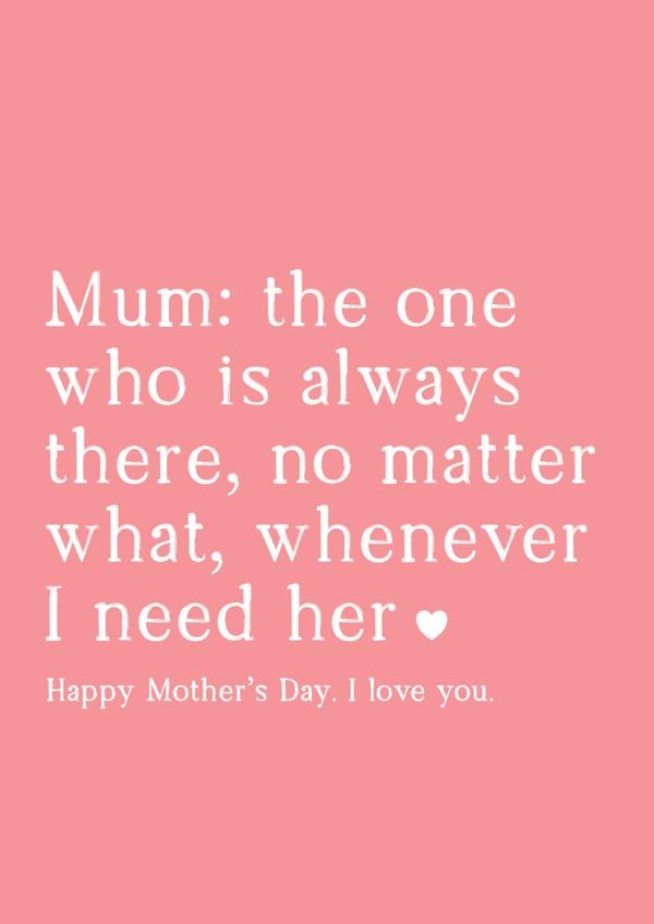 Cute Happy Mother's day Card - always being there created by Word Up Creative