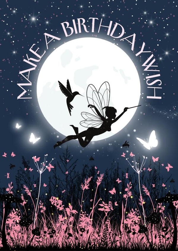 Pretty birthday card for girls - fairy meadow - Make A Birthday Wish created by April Gonzalez