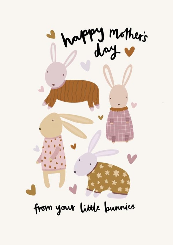 Cute Mother's Day card - Bunny rabbits created by Printed Picnic