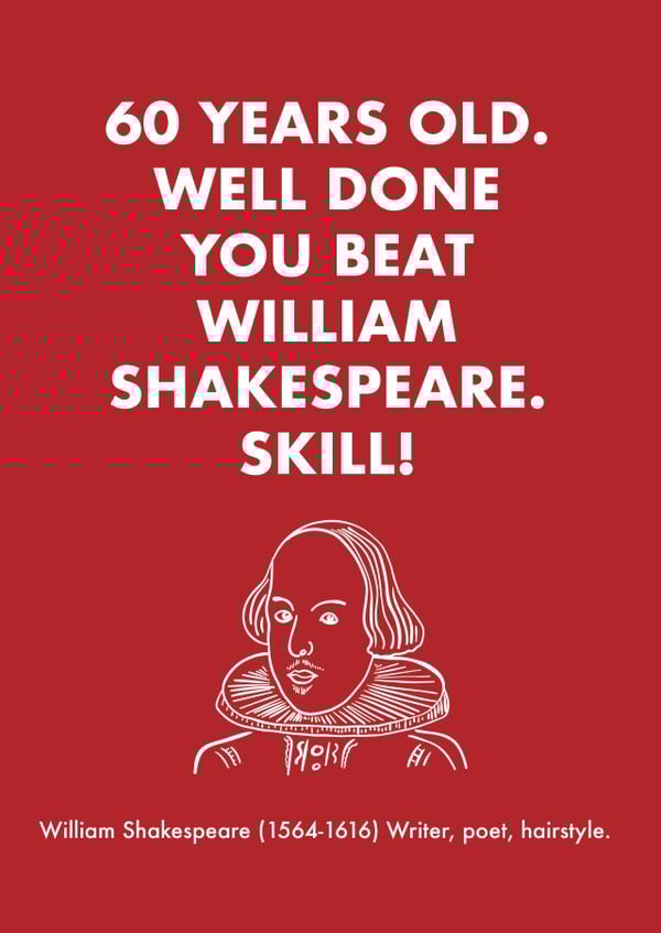60th Birthday card -  William Shakespeare created by OBJECTABLES