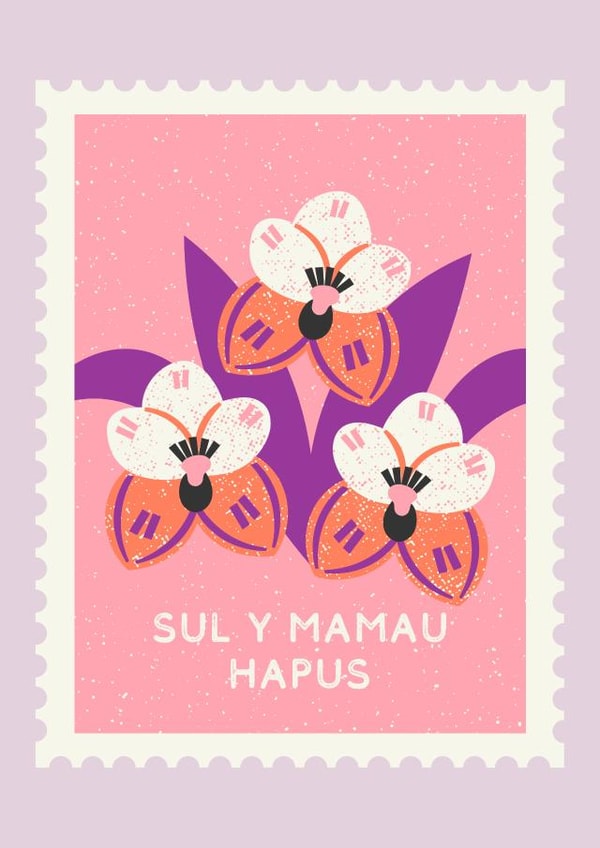 Classic Mother's Day Card - Welsh created by Ink Icons 