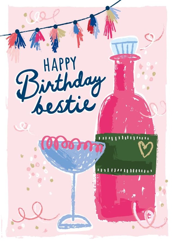 Bestie Birthday Drinks Card - Happy Birthday created by Cesca Hoyle