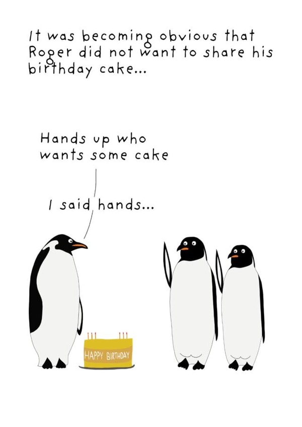 Funny Birthday Card - Penguins - Birthday Cake created by Not at all Jack