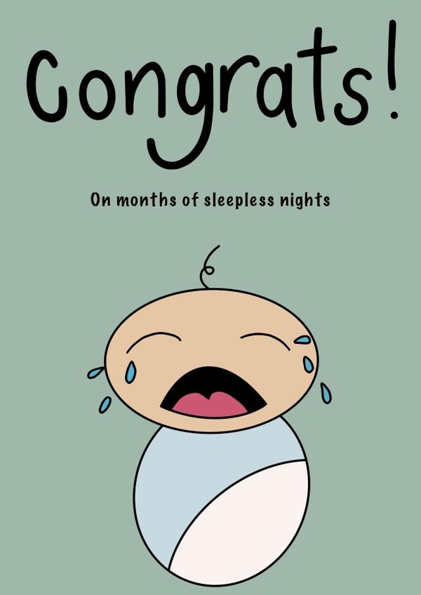 Funny card for new baby - congratulations - pregnancy created by Lunastella Design Company