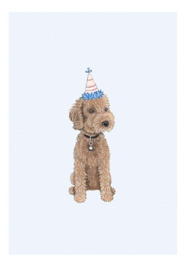 Cute Birthday Card - Cockapoo & Party Hat created by Lottie Murphy