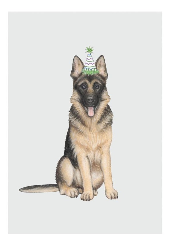 German Shepherd Card - Party Hat Dog created by Lottie Murphy