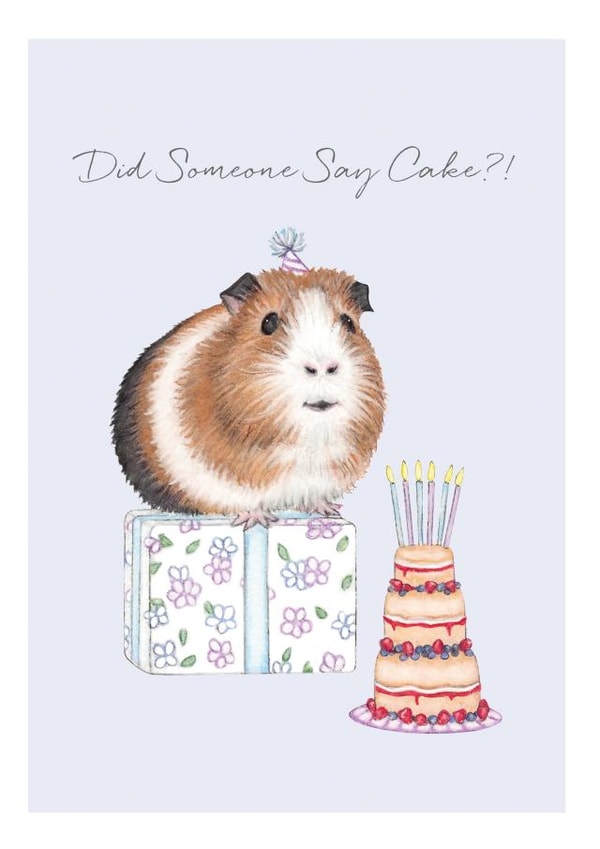 Cute Guinea Pig Birthday Card - Did Someone Say Cake?! created by Lottie Murphy