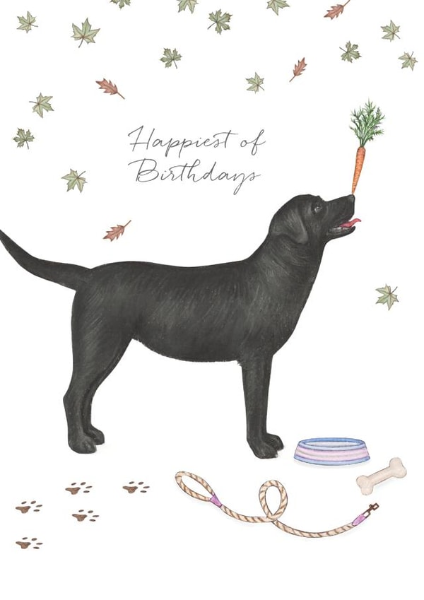 Black Labrador Dog Birthday Card - Happiest of Birthdays created by Lottie Murphy