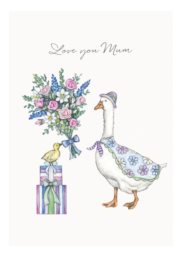 Cute Mother's Day Card - Floral Goose & Baby created by Lottie Murphy