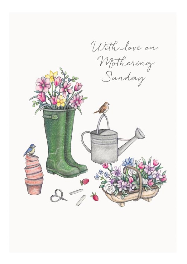 Cute Mother's Day Card - Wellies & Flowers Gardening created by Lottie Murphy