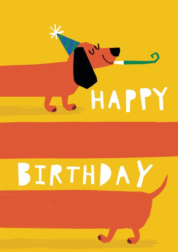 Cute and Funny Dog Birthday Card - Dachshund Dog created by SNIP SNIP HOORAY!