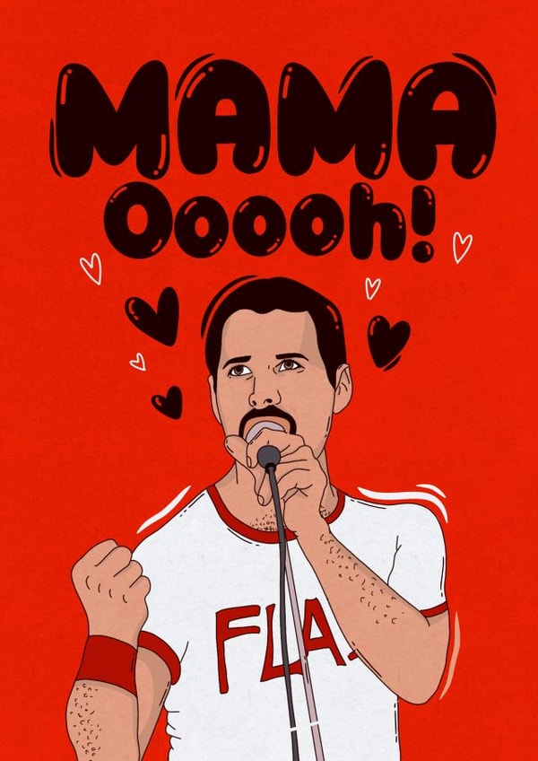 Funny Mother's Day card - for Mum - Freddie Mercury Queen created by Kasia Cards
