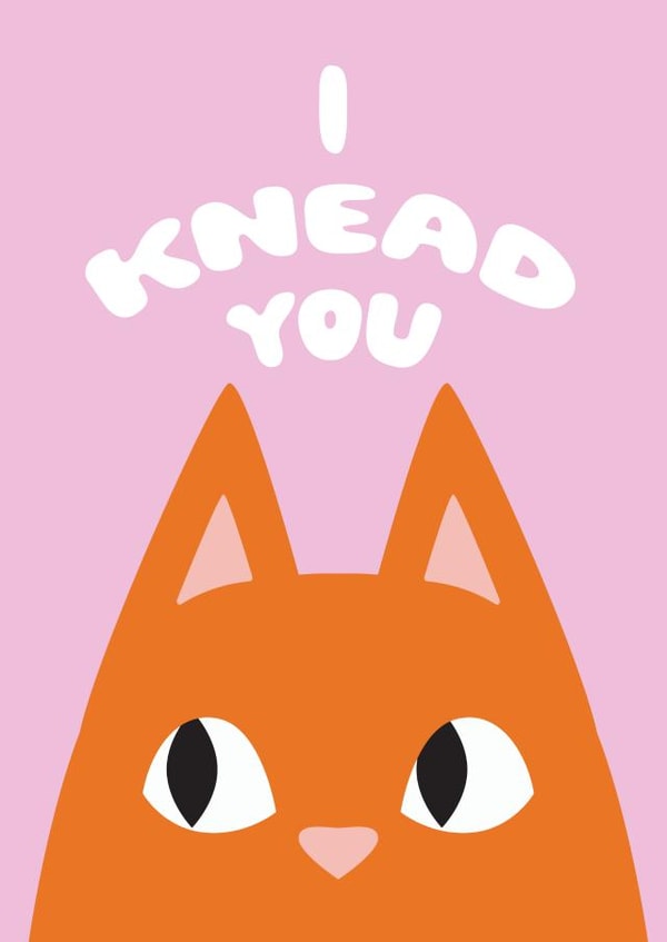 Cute Valentine's Card for Cat Lover - I Knead You - Cat Mum/Cat Dad created by SideHustleVibes