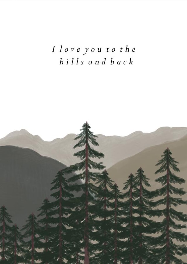 Mountains Card - I love you to the hills and back - card for hikers created by HeatherLucyJ