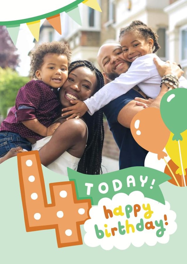 Cute Birthday Photo Card - 4 Today created by Josie Gledhill